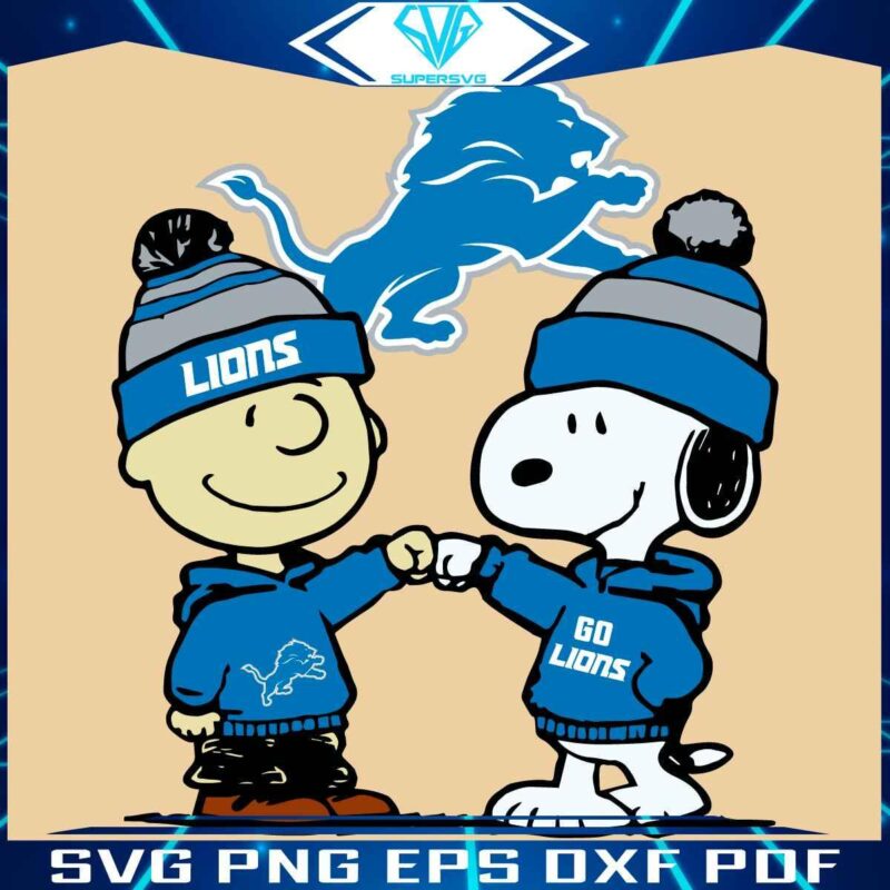 SVG Detroit Lions Football Logo featuring Charlie Brown and Snoopy