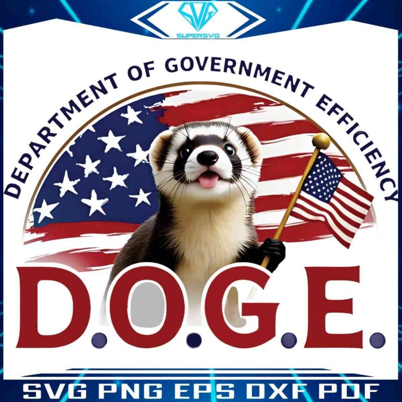 USA Flag PNG Doge Dept of Gov Efficiency with Ferret