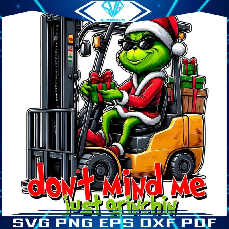 Enjoy the Holidays with the Grinch Forklift Driver SVG.