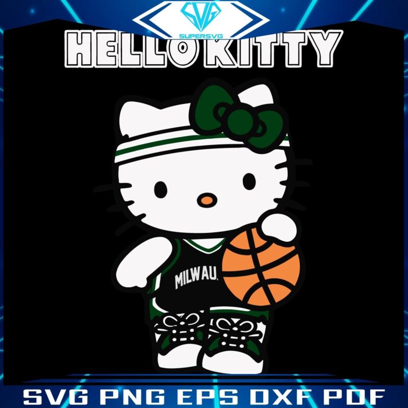 Hello Kitty Basketball Fun SVG with Milwaukee Bucks Flair