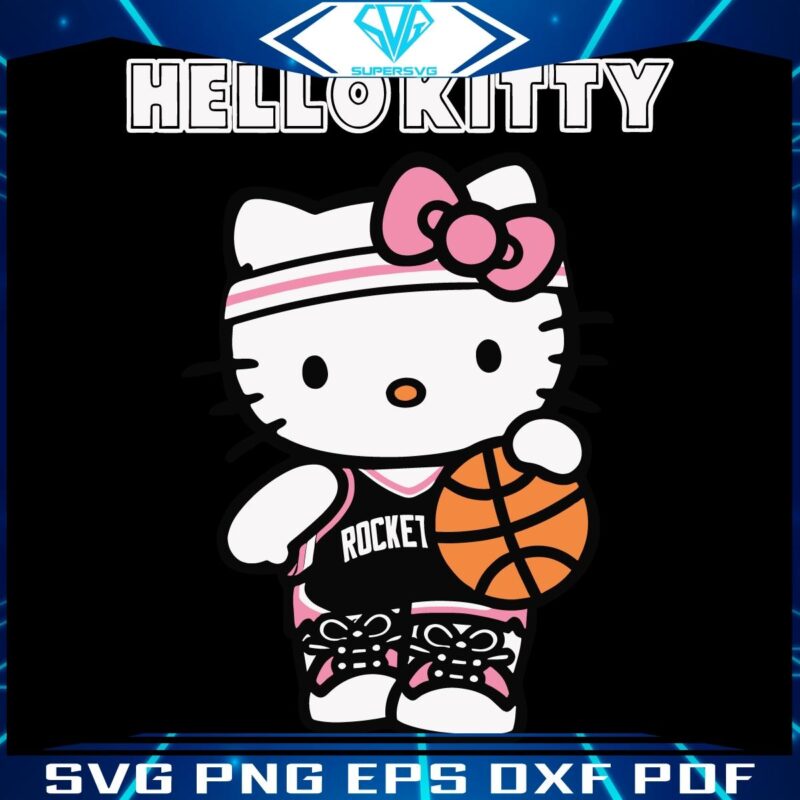 Hello Kitty Hoops Pink Basketball SVG for Houston Rockets Fans