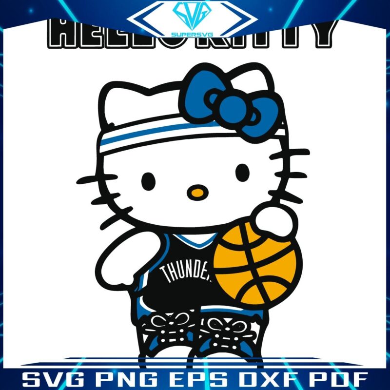 Hello Kitty Hoops SVG Oklahoma City Thunder Style