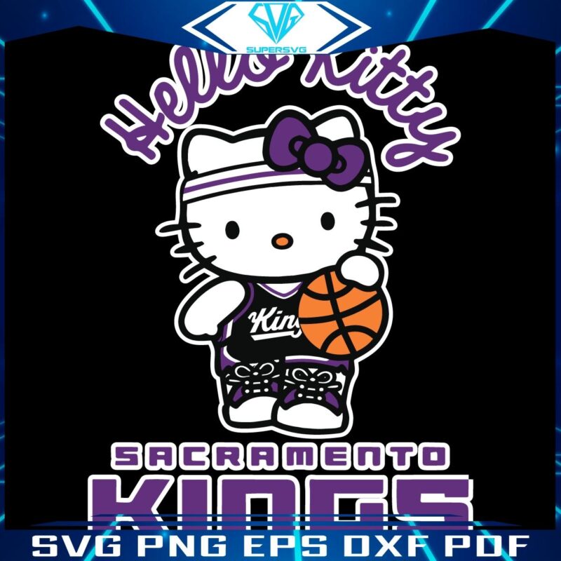 Hello Kitty Meets Sacramento Kings Basketball SVG Delight