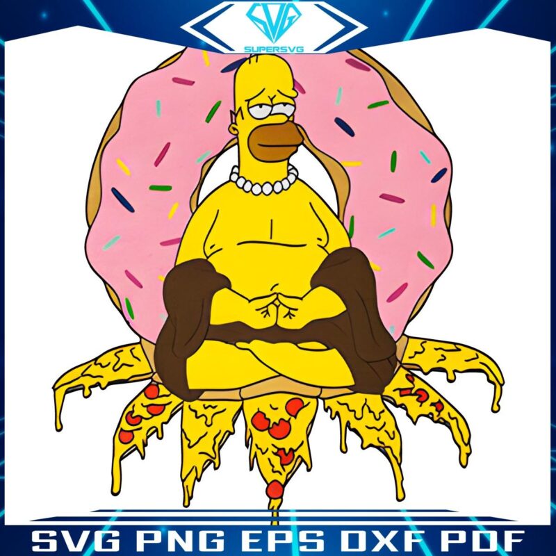 Homer Simpsons Pizza Donut Buddha in PNG Format