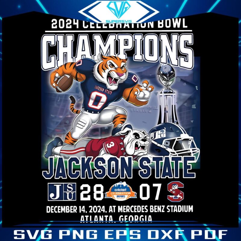 Jackson State Tigers 2024 Celebration Bowl Champs PNG