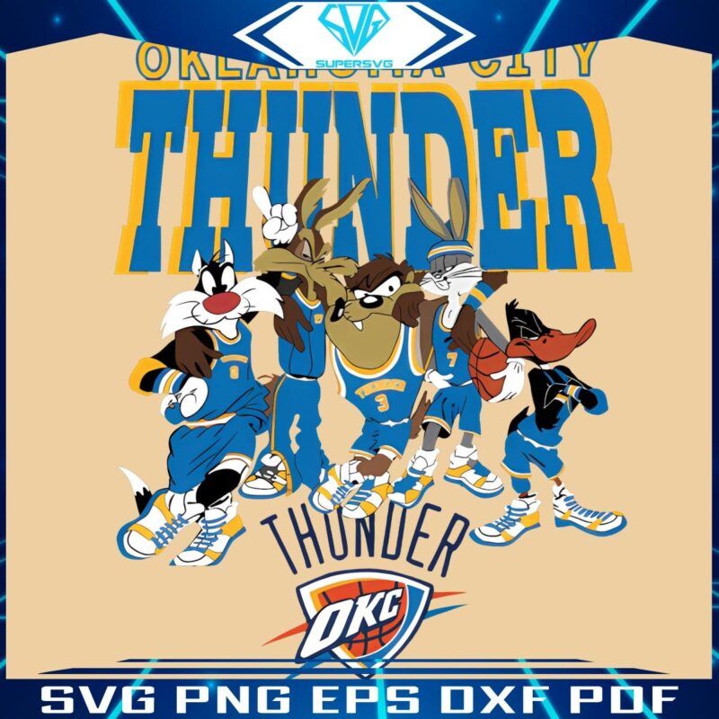 Looney Tunes Meet OKC Thunder NBA Basketball in PNG