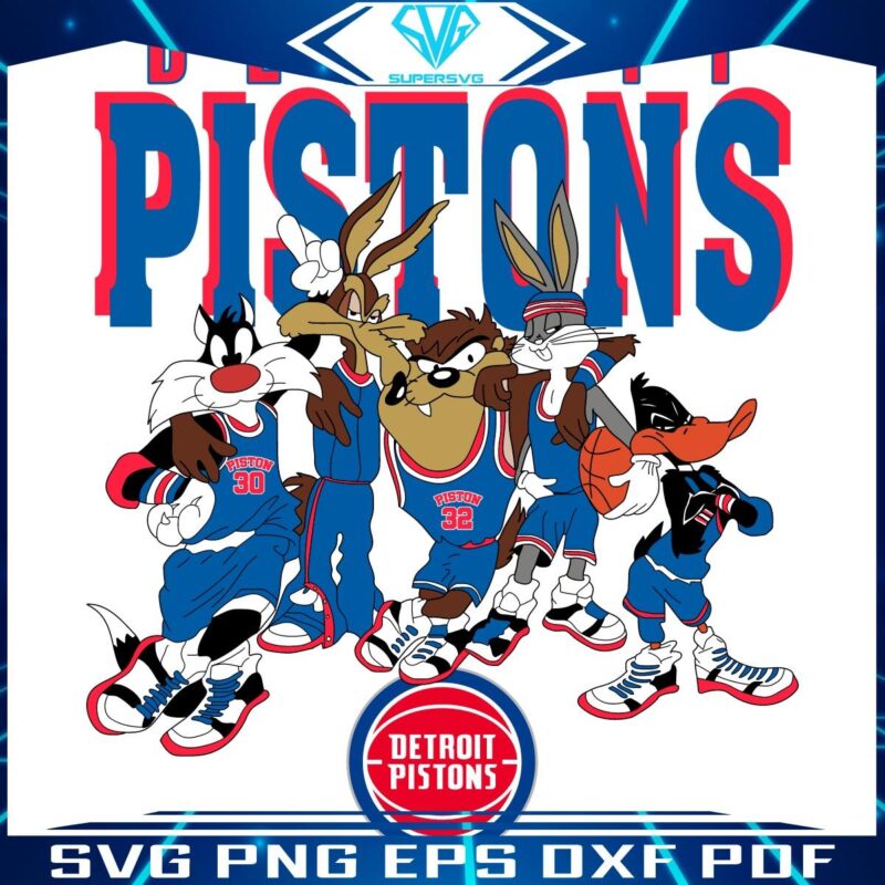 Looney Tunes Meets Detroit Pistons NBA Basketball SVG Magic