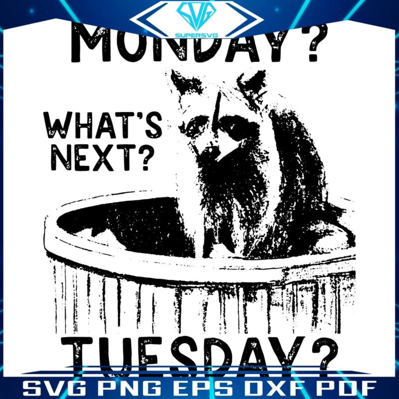 Monday Blues See Whats Next with a Funny Raccoon Meme SVG