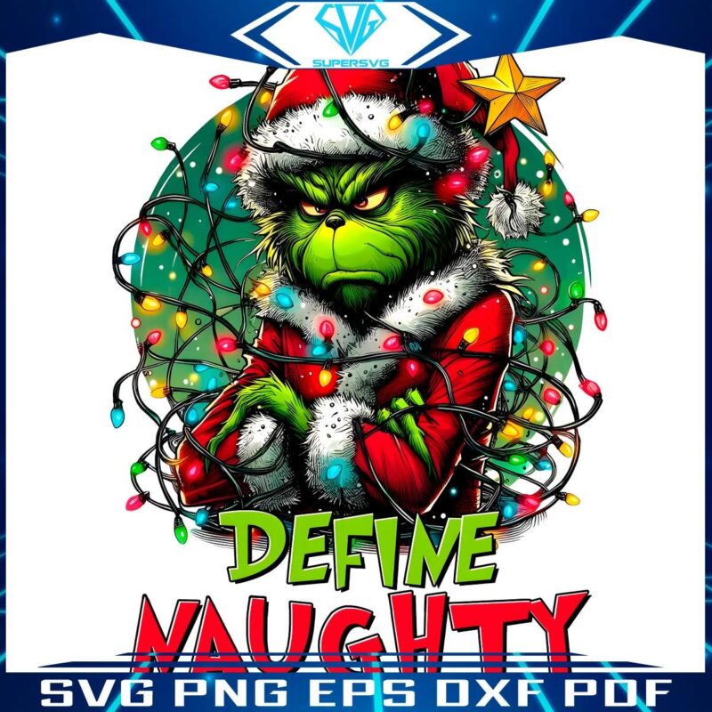 Naughty Grinch in Christmas Lights Unleash the Fun with PNGSVG