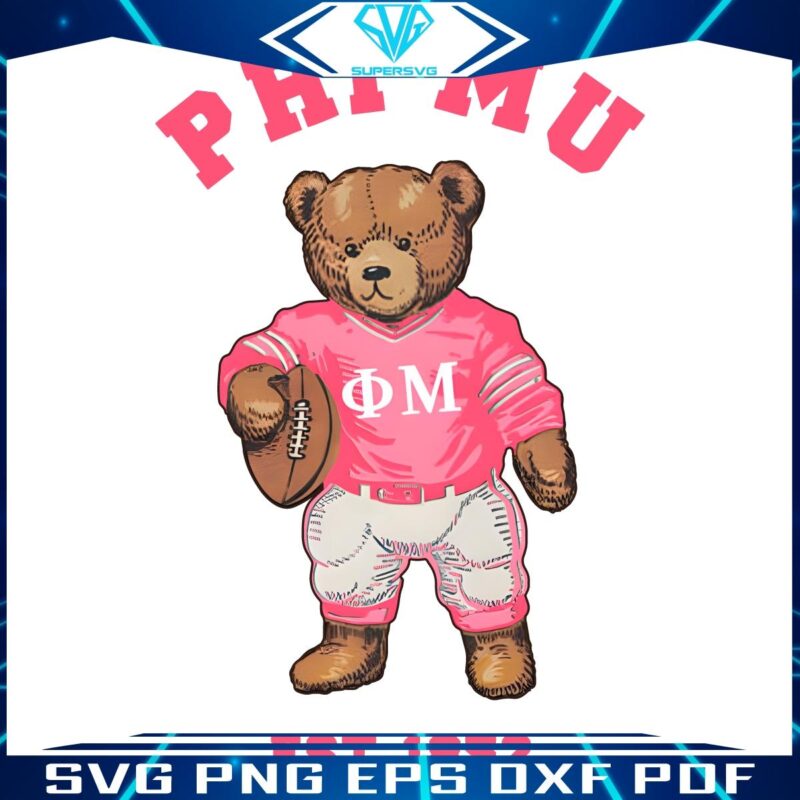 Phi Mu Sorority Teddy Bear PNG Established in 1852