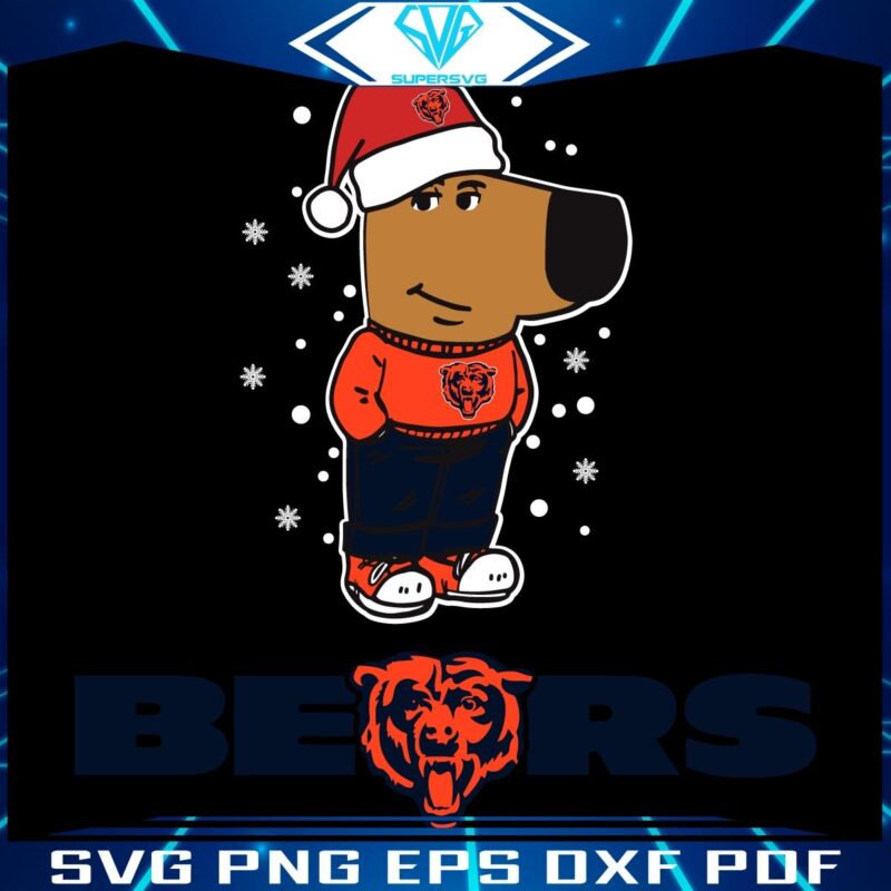 Relaxed Chicago Bears Fan Celebrating Christmas with SVG Art