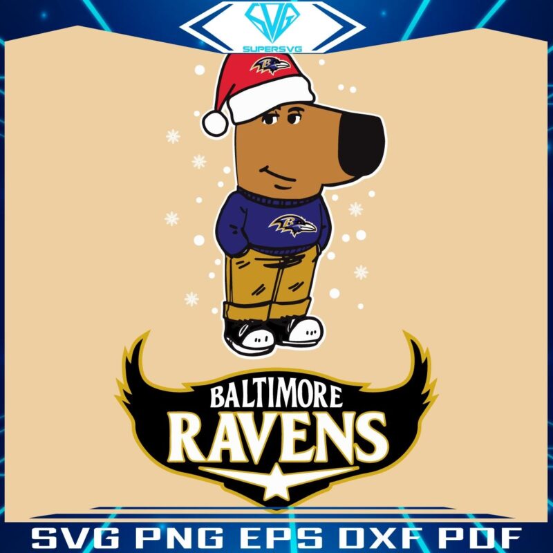 Relaxed Ravens Fan Celebrating Christmas with SVG