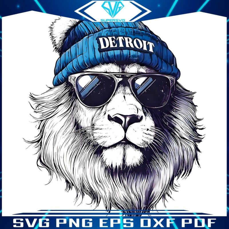 Retro Detroit Lions Big Face Logo Mascot in PNG Format