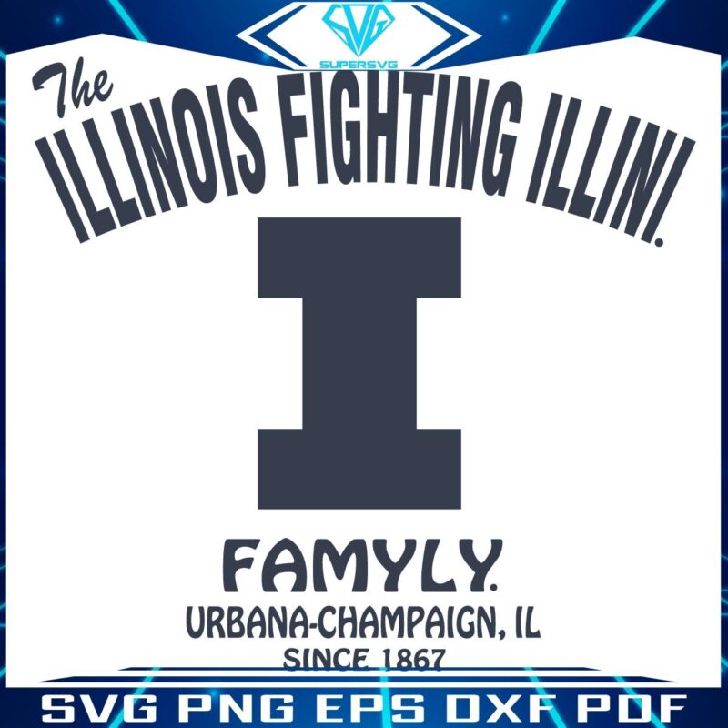 Retro Illinois Fighting Illini Football Family SVG Design