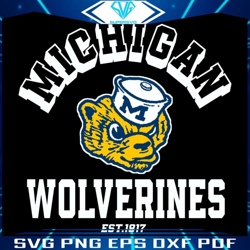 Retro Michigan Wolverines Mascot Logo SVG Since 1817