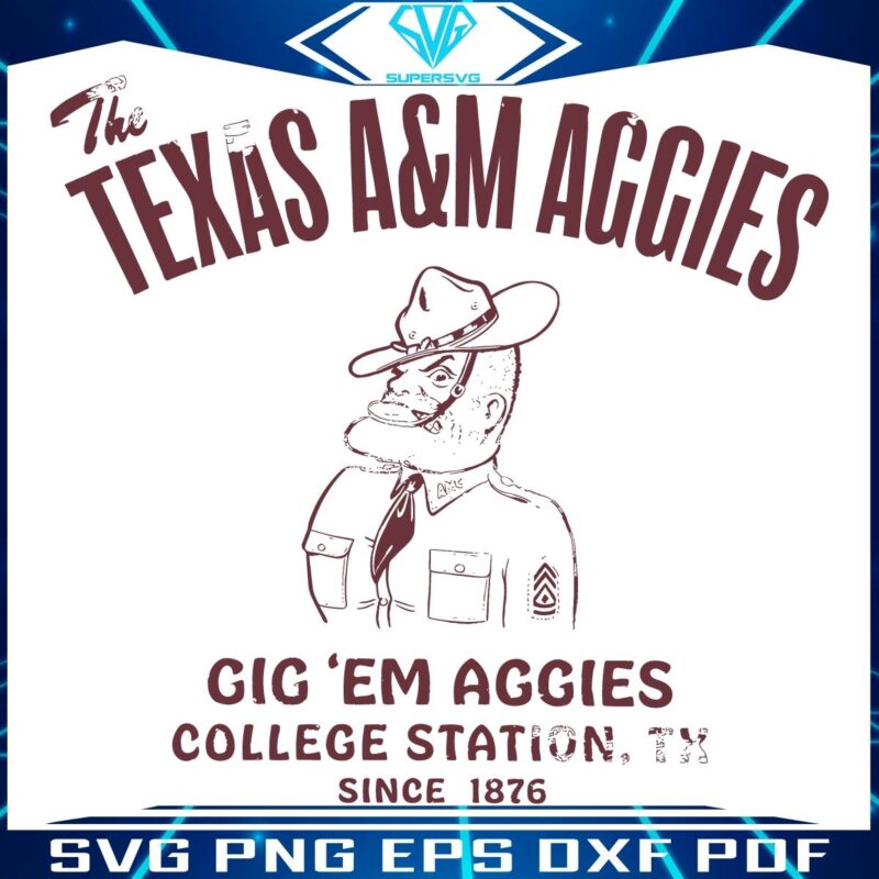 Retro Texas AM Aggies Gig Em Spirit in SVG