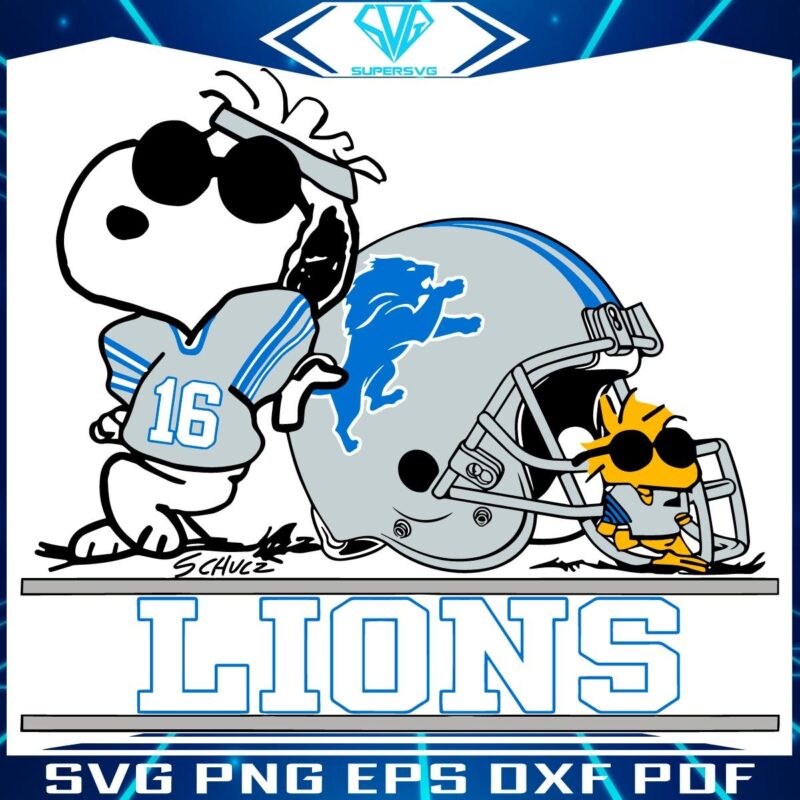 Snoopy Woodstock Detroit Lions Helmet Logo SVG Design