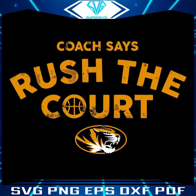 SVG Missouri Tigers Coach Cheers for Fans to Rush the Court