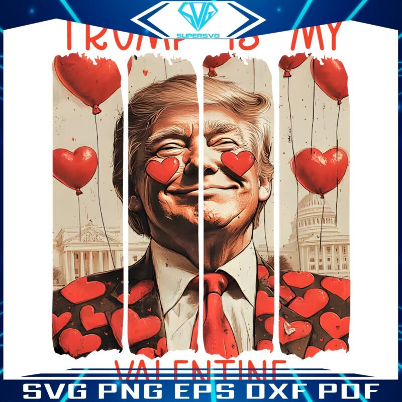 Trump Valentine Heart Balloons Retro Love in PNG