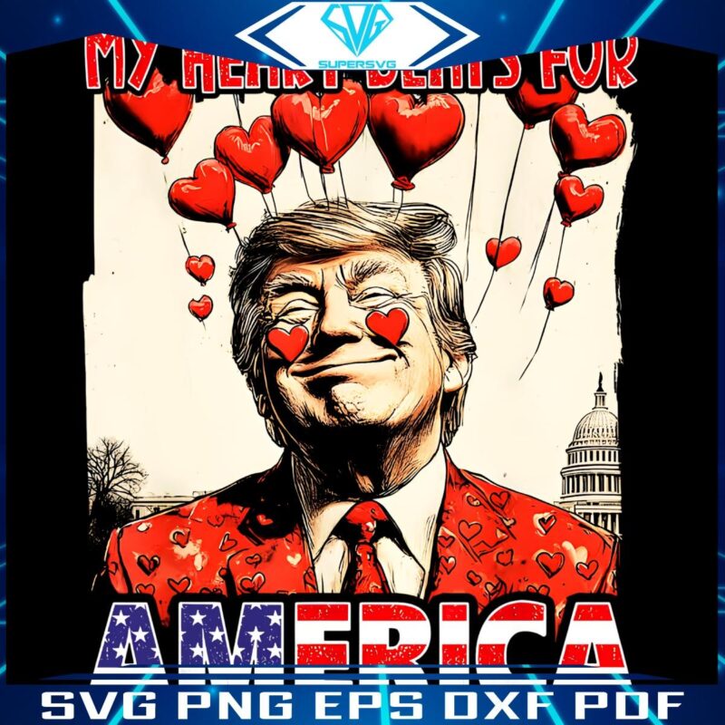 Trump Valentines My Heart Beats for America PNG