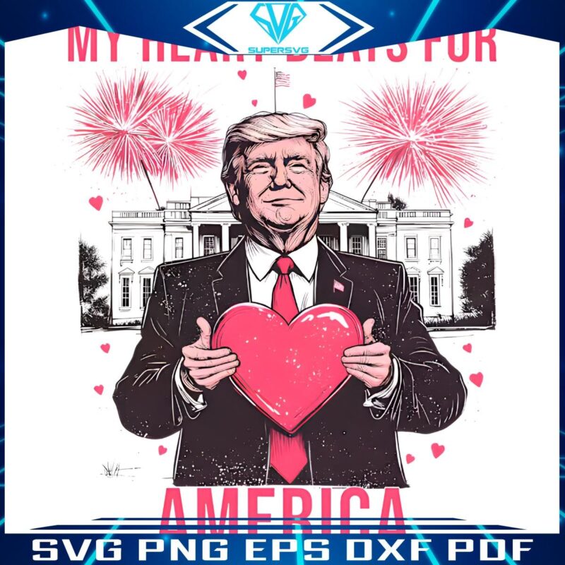 Trump Valentines My Heart Beats for America PNG