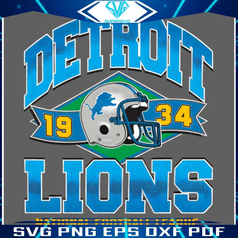 Vintage 1934 Detroit Lions NFL Art Classic PNG Design