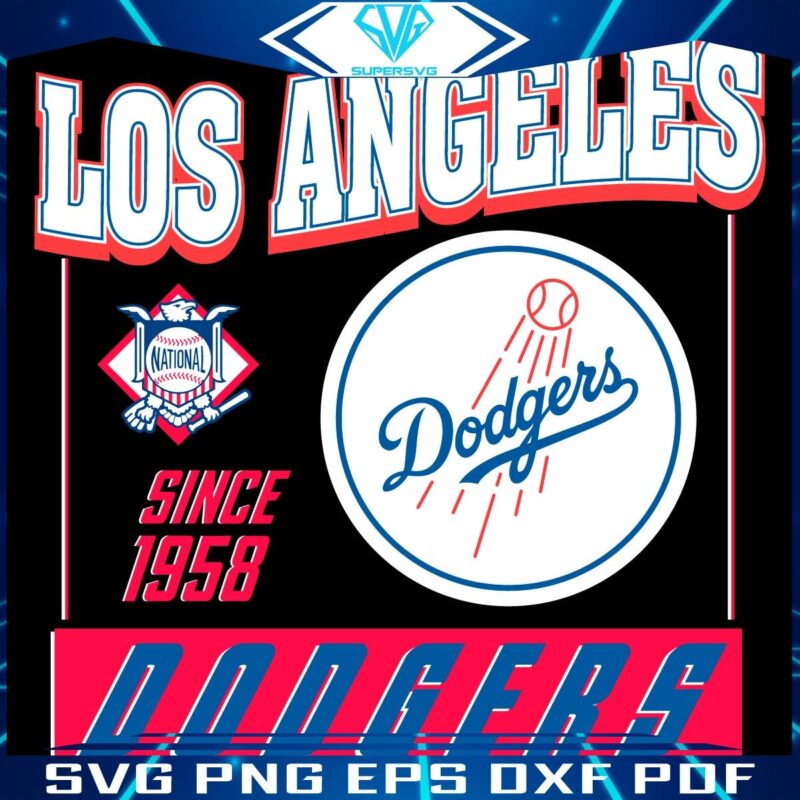Vintage Dodgers Baseball SVG Since 1958 LA Pride