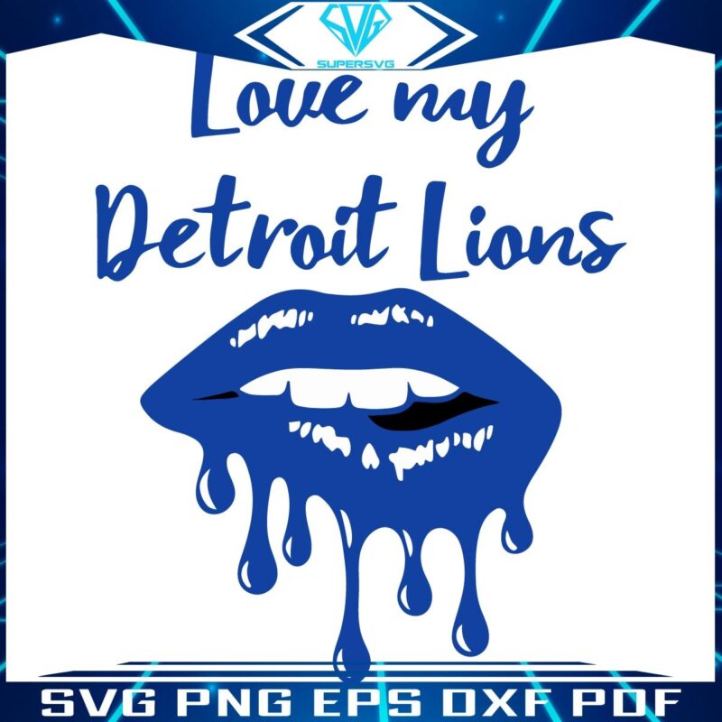 Vintage Love my Detroit Lions lip SVG