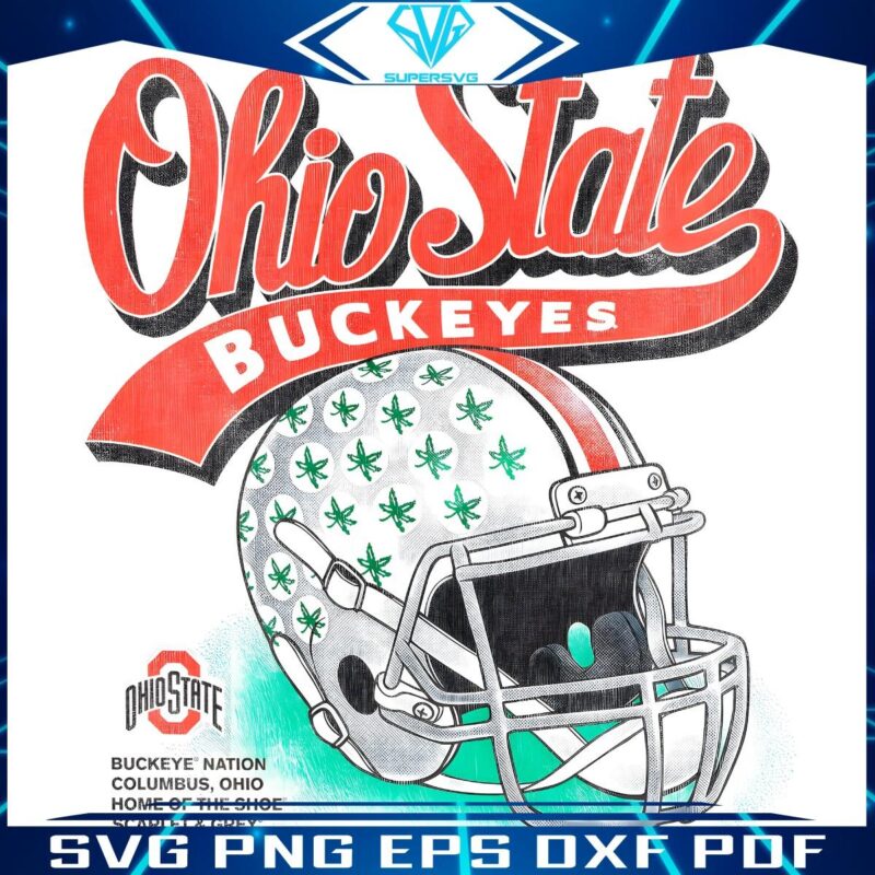 Vintage Ohio State Buckeyes Helmet Retro Football Logo PNG