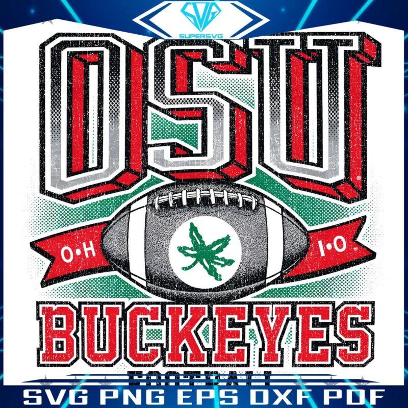 Vintage OSU Buckeyes Football Retro PNG Style