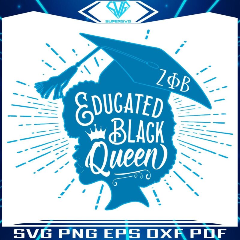 Vintage Zeta Phi Beta Educated Black Queen SVG Design