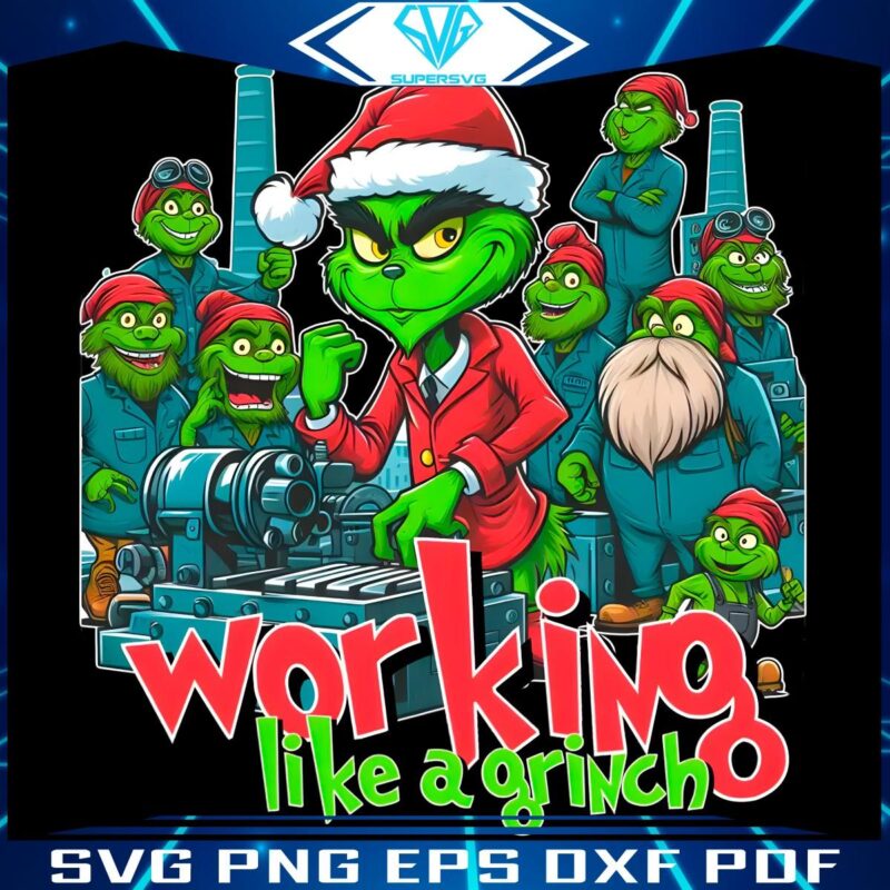 Working Like A Grinch Christmas Mechanic PNG