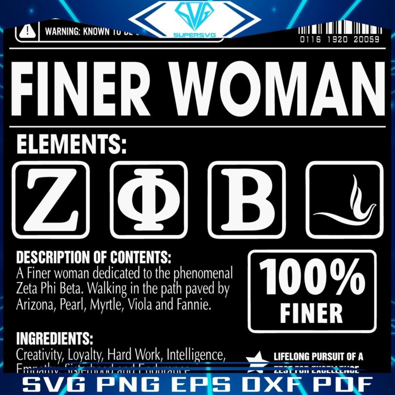 Zeta Phi Beta Finer Woman Essentials SVG