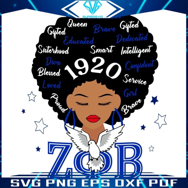 Zeta Phi Beta Sorority 1920 Afro Girl SVG Design