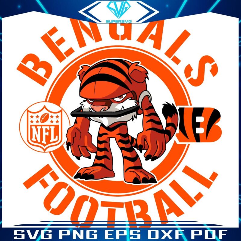 Bengals NFL Rush Zone Cartoon Character in SVG Format