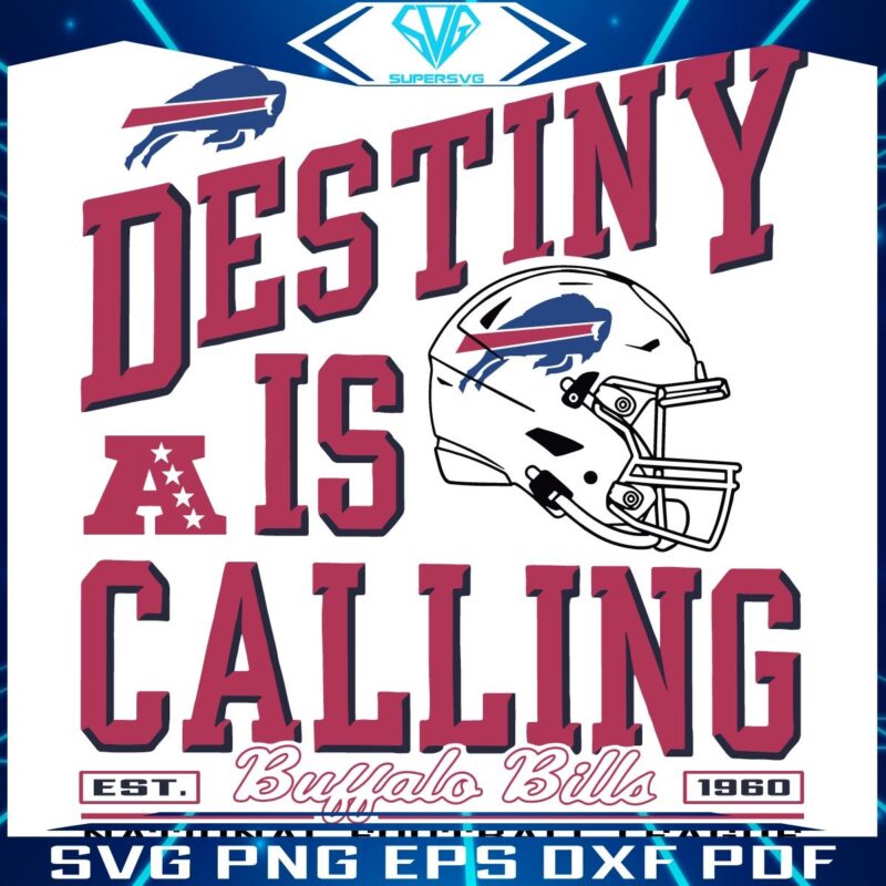 Buffalo Bills Vintage Helmet SVG Destiny Awaits Football Fans