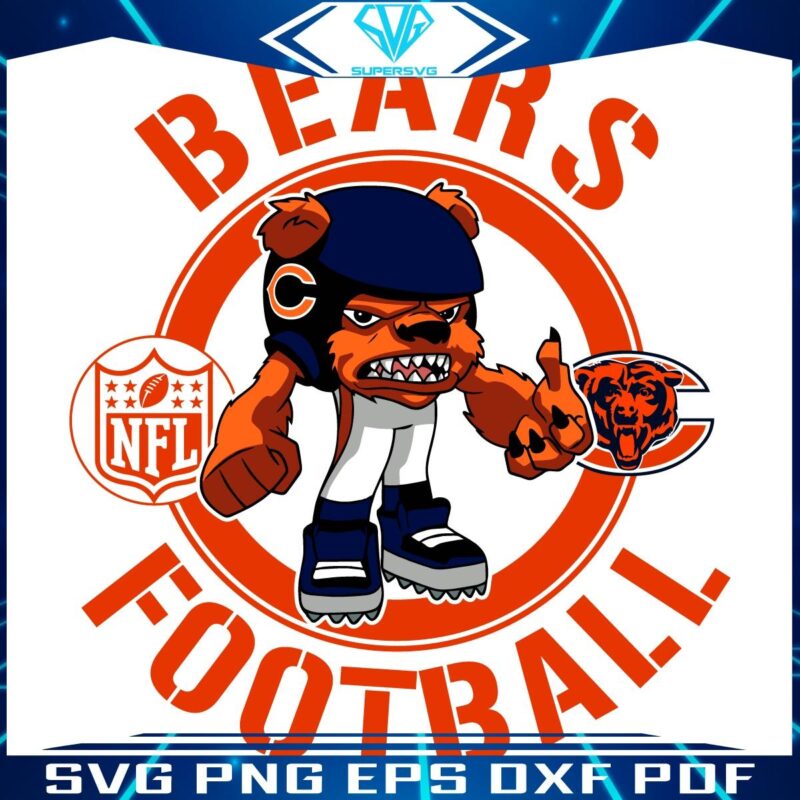 Cartoon Bears Football NFL Rush Zone Character SVG Art