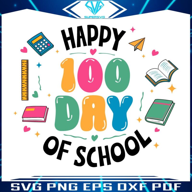 Celebrate 100 Days of School in Style Happy 100th Day SVGPNG