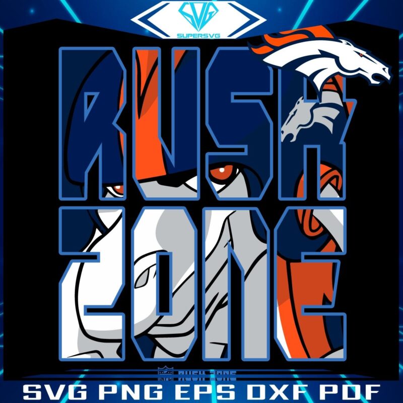 Denver Broncos NFL Rush Zone Cartoon Logo SVG Design