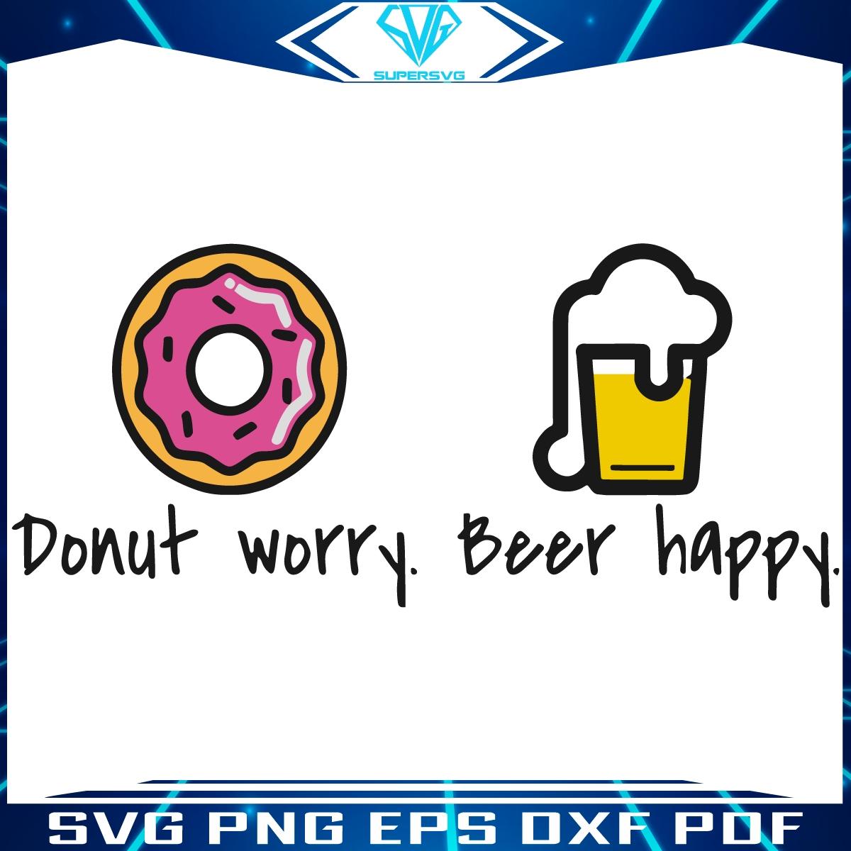 Donut Worry Be Happy SVG Cheerful BeerThemed Design