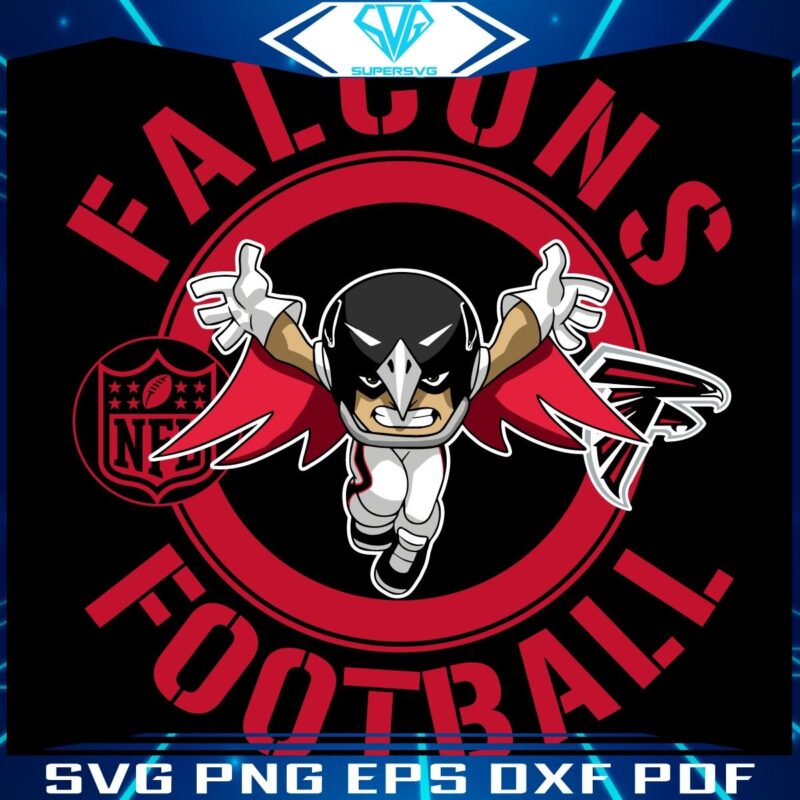 Falcons Football NFL Rush Zone Cartoon Character in SVG