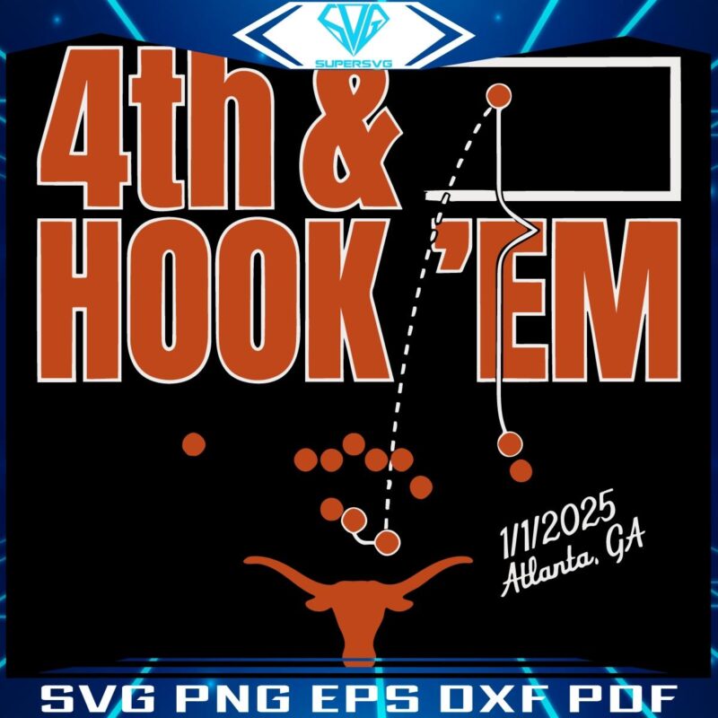 Hook Em Texas Longhorns Football 4th Down SVG Design