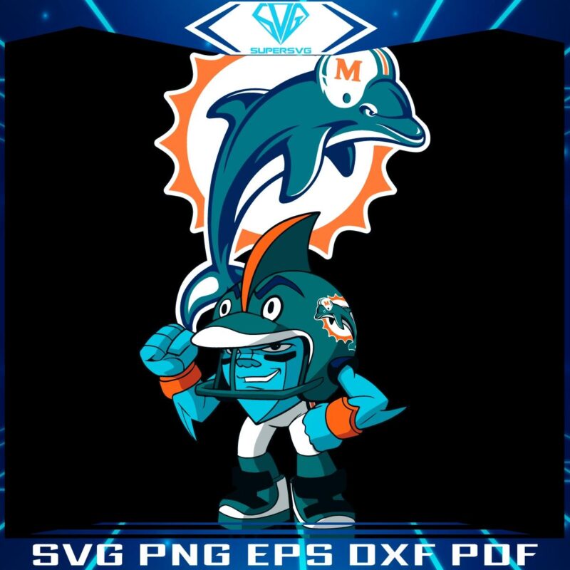 Miami Dolphins NFL Rush Zone Cartoon Character SVG Design