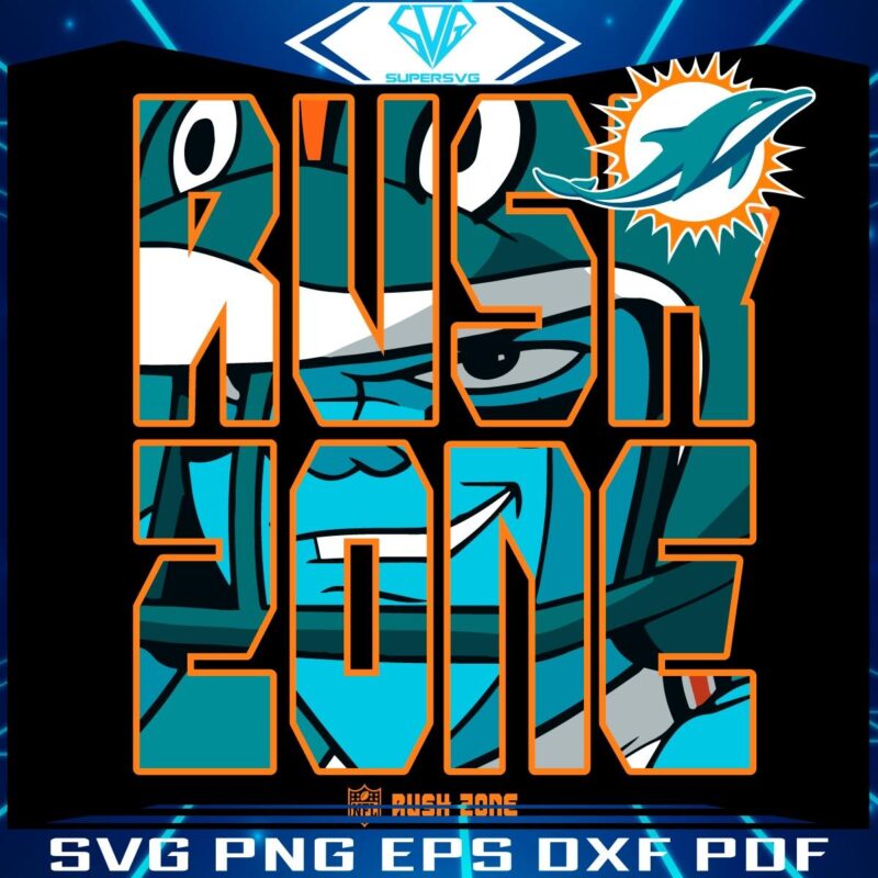 Miami Dolphins NFL Rush Zone Cartoon Logo in SVG Format