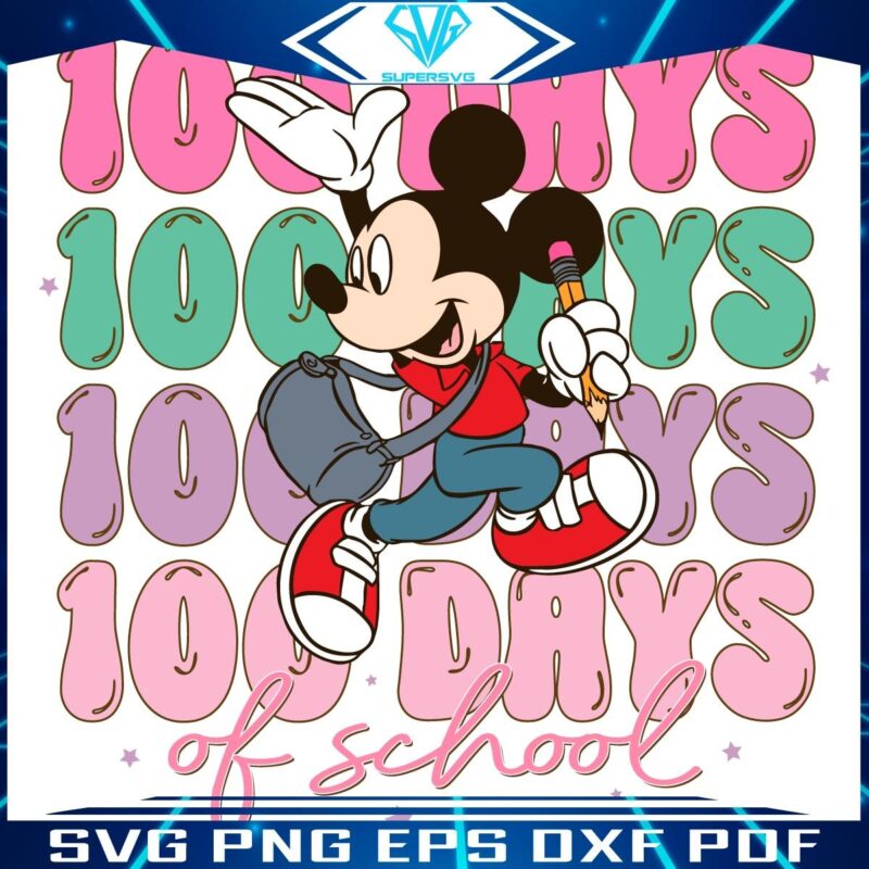 Mickey Celebrates 100 Days of School PNG Design