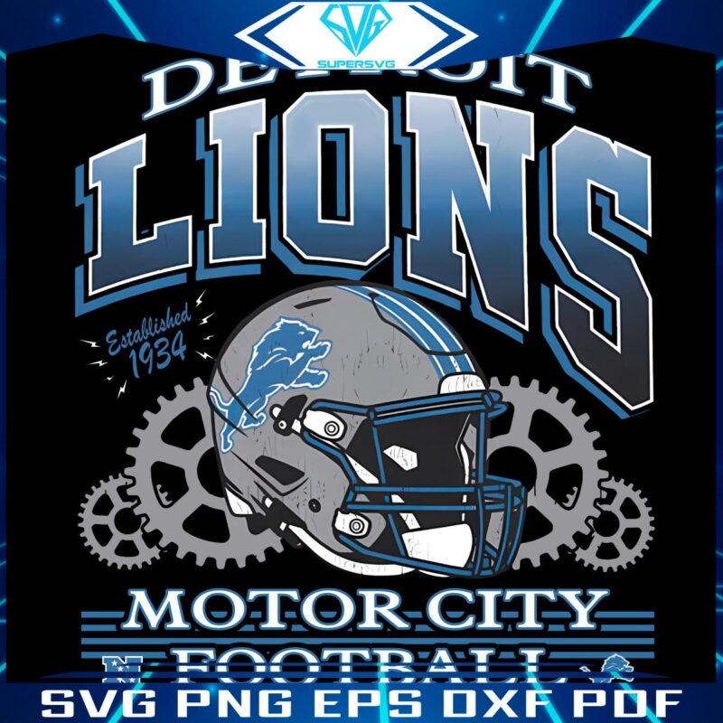 Motor City Lions Vintage Football Helmet PNG Design