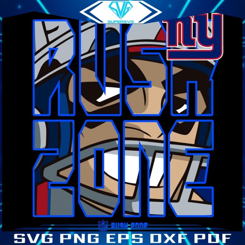 NY Giants NFL Rush Zone Cartoon Logo SVG for Football Fans