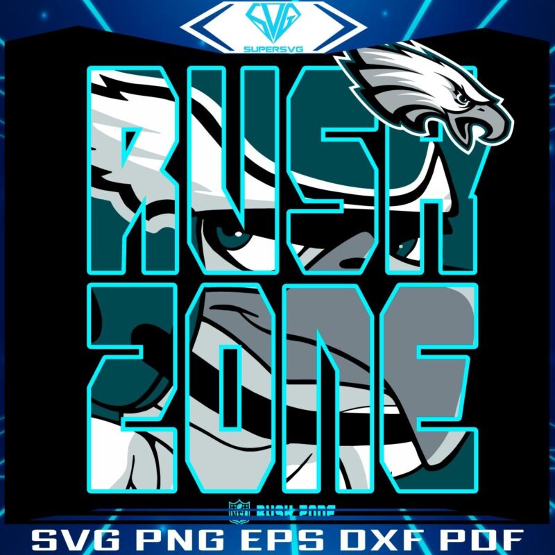 Philadelphia Eagles NFL Rush Zone Cartoon Logo SVG Design