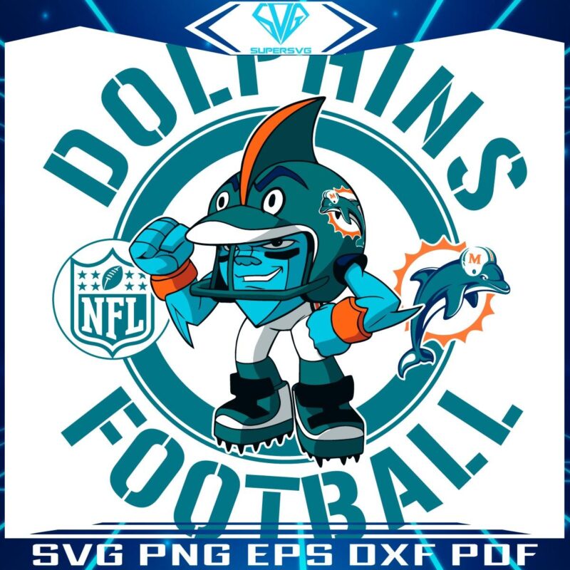 Rush Zone Cartoon Dolphin NFL Football Character SVG