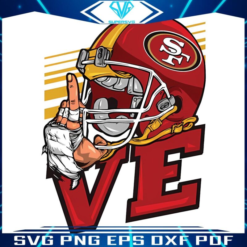 San Francisco 49ers Football Helmet Love PNG Design